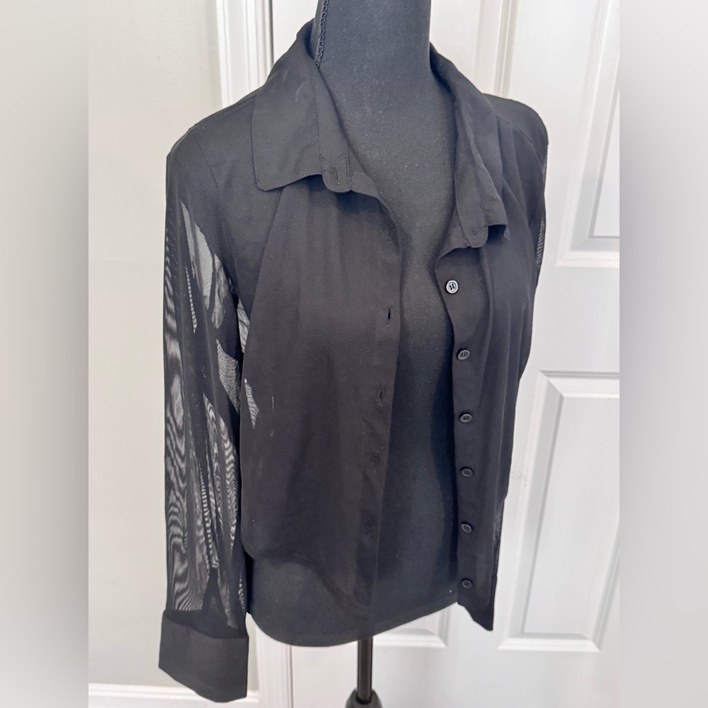 Black cropped sheer top